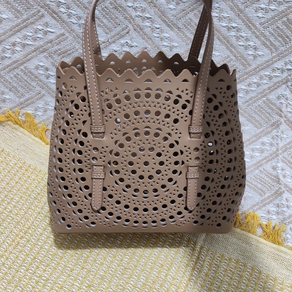 Alaïa Taupe Laser-Cut Scalloped Tote